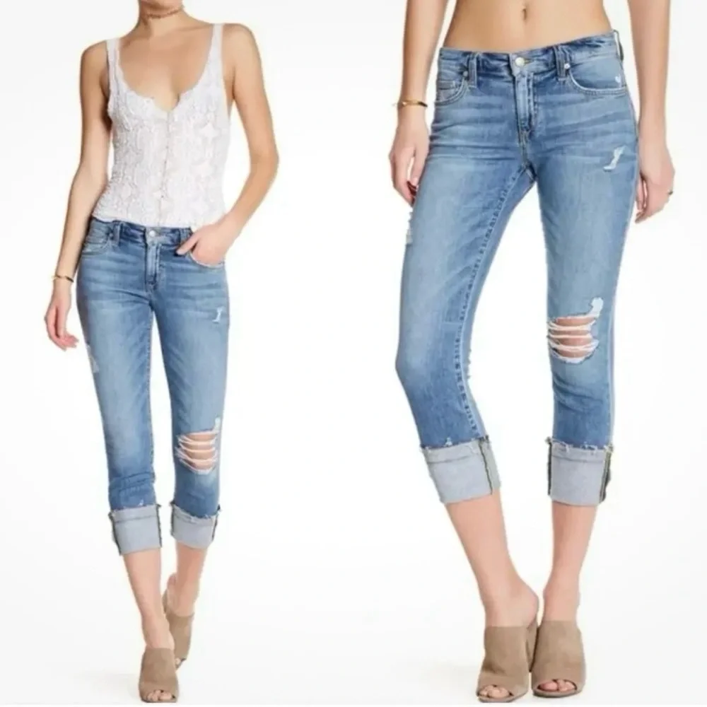 Joe’s Jeans 27 (US 4) Cuff Crop Jeans In Wakley Wash Women’s Fray Hem Stretch